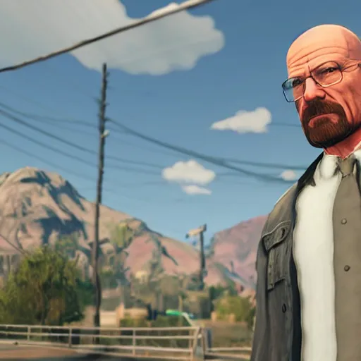 Prompt: walter white in grand theft auto 5,