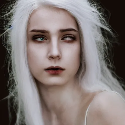 Prompt: a pale girl with white hair wears a crown of an animal skull, cinematic lighting, ultra detailed