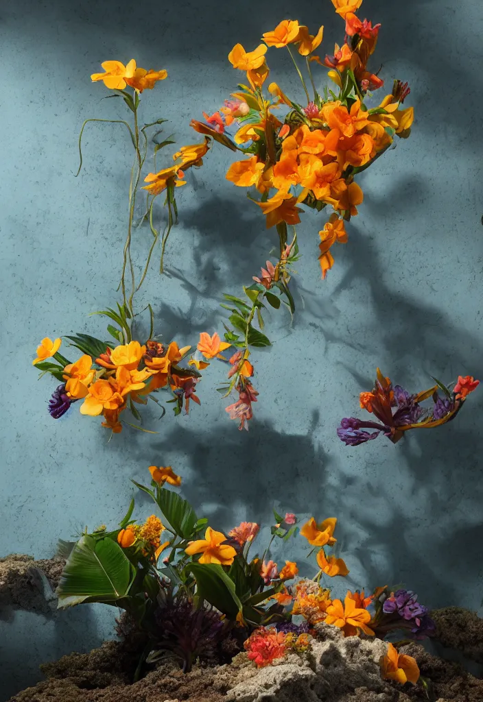 Prompt: A cowboy turning into blooms. tropical sea slugs. complementary colors. national geographic. 8k, rendered in octane, smooth gradients. sculpture by antonio canova