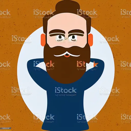 Prompt: bearded man holding bowl gouge, vector art