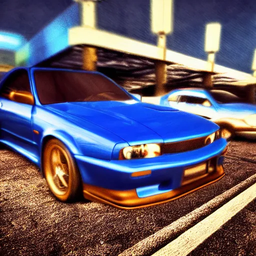 Prompt: bayside blue r 3 4, cinematic, motion blur, photorealistic