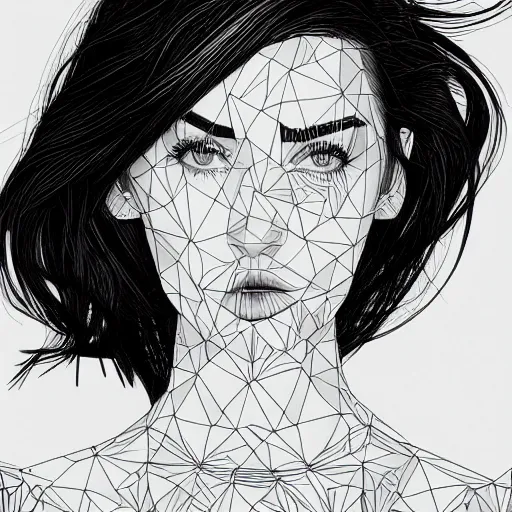 Prompt: megan fox monochrome portrait by arunas kacinskas and mallory heyer, with colorful geometrical shapes and lines and small detailes, graphic design, sketch, minimalistic, procreate, digital illustration, vector illustration, doodle, pop, graphic, street art