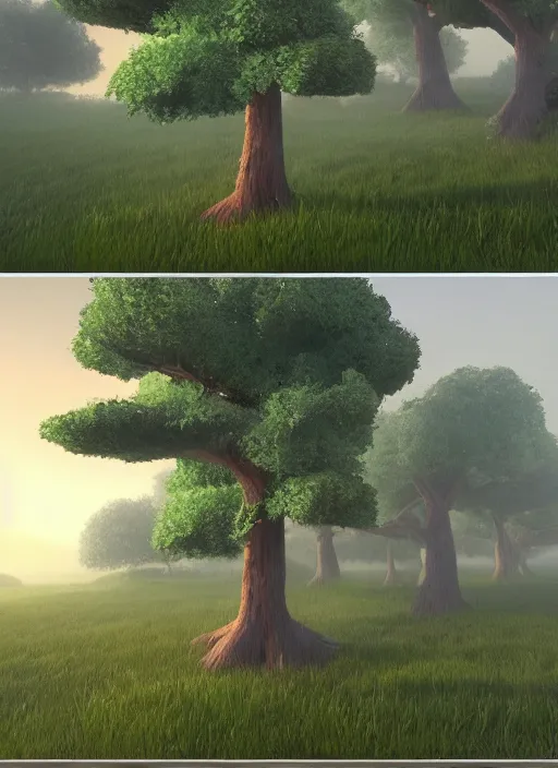 Prompt: set of trees and bushes, computer graphics by senior environment artist, artstation, environmental art, 2 d game art, polycount, sketchfab