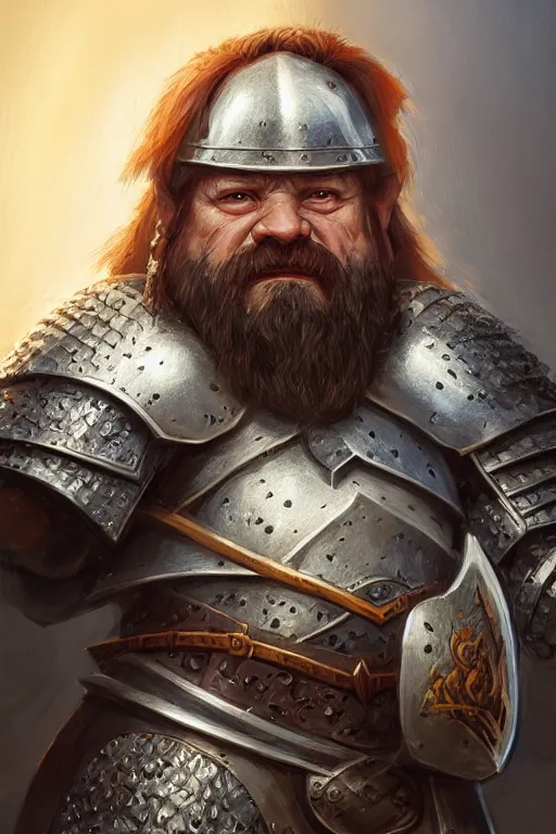 Image similar to dwarf knight portrait, highly detailed, d & d, fantasy, highly detailed, digital painting, trending on artstation, concept art, sharp focus, illustration, global illumination, ray tracing, realistic shaded, art by artgerm and greg rutkowski and fuji choko and viktoria gavrilenko and hoang lap