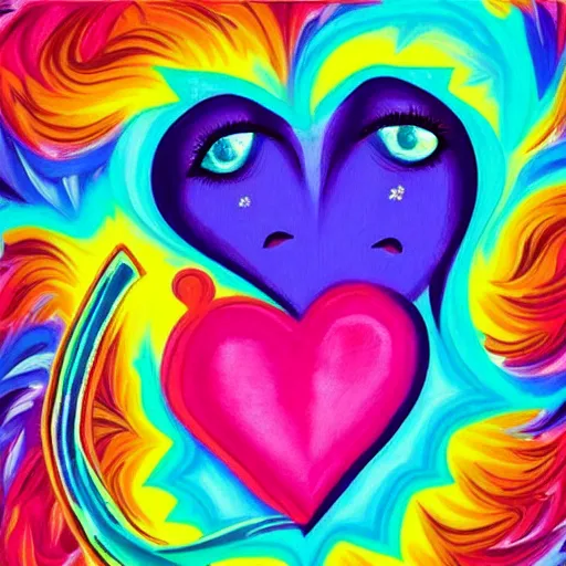 Prompt: “ what is love, painted by lisa frank ”