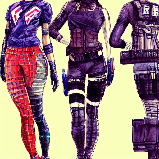 Prompt: a perfect, realistic professional digital sketch of two cyberpunnk Japanese schoolgirls posing, in style of Marvel, full length, by pen and watercolor, by a professional American senior artist on ArtStation, a high-quality hollywood-style sketch, on high-quality paper