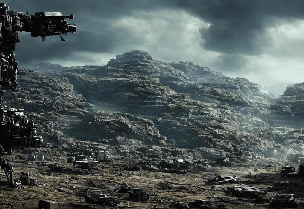 Prompt: neil blomkamp film landscape