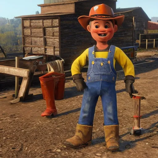 Prompt: bob the builder in red dead redemption 2