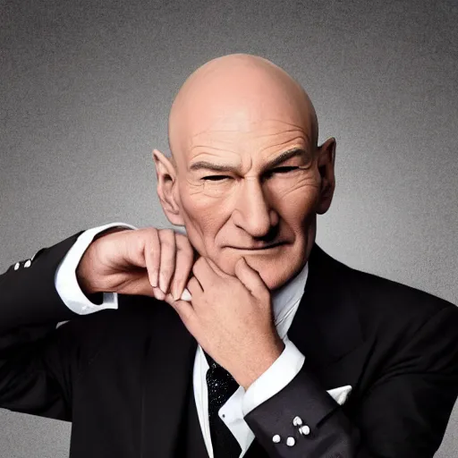 Image similar to older fantasy butler that looks similar to michael kane mixed with patrick stewart, full body portrait, mid - shot, handsome, 4 k, detailed, photo realistic, balding, well dressed, pet rat on shoulder