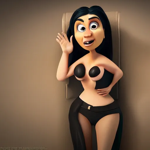 Image similar to undead kim kardashian as seen in pixar animated movie 4 k render octane remake by christopher nolan