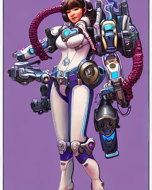 Image similar to d. va from overwatch, character portrait, concept art, intricate details, highly detailed by jean giraud