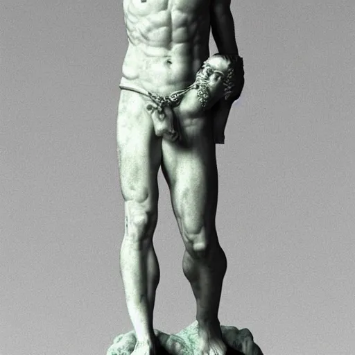 Image similar to a 3 d render of the statue of david out of marble, in the style of michelangelo