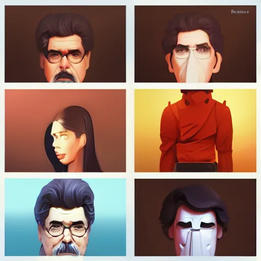 Image similar to face icon stylized minimalist george lucas, loftis, cory behance hd by jesper ejsing, by rhads, makoto shinkai and lois van baarle, ilya kuvshinov, rossdraws global illumination