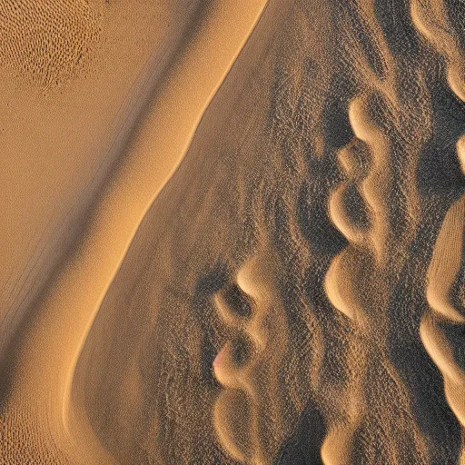 Image similar to waves rock sand, beautiful ambient light, top down drone shot, 8k