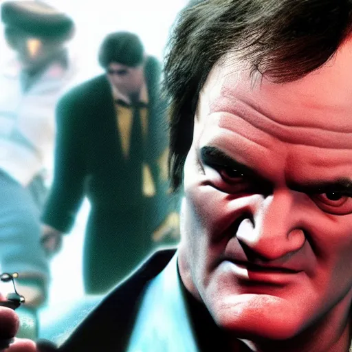 Image similar to quentin tarantino in the video game returnal