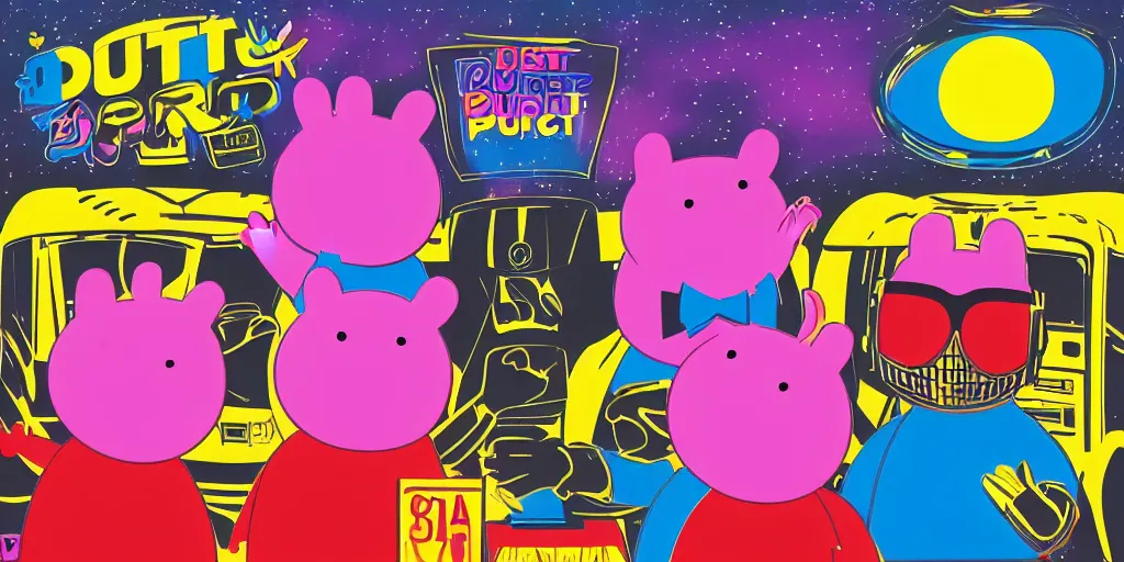 Prompt: Daft Punk album cover but its Pepa Pig