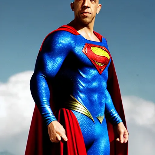 Image similar to vin diesal as superman in man of steel