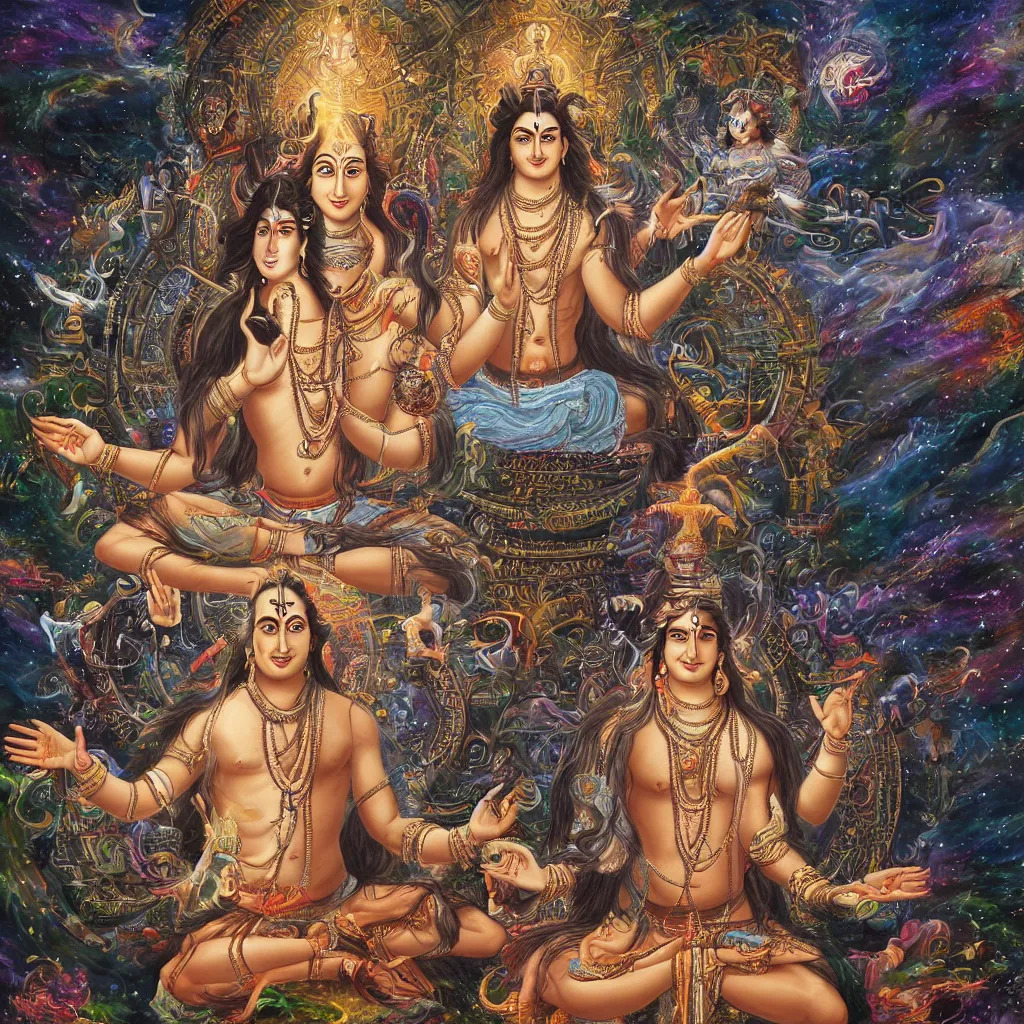 Prompt: lord shiva creating the multiverse, fantasy artwork, high resolution