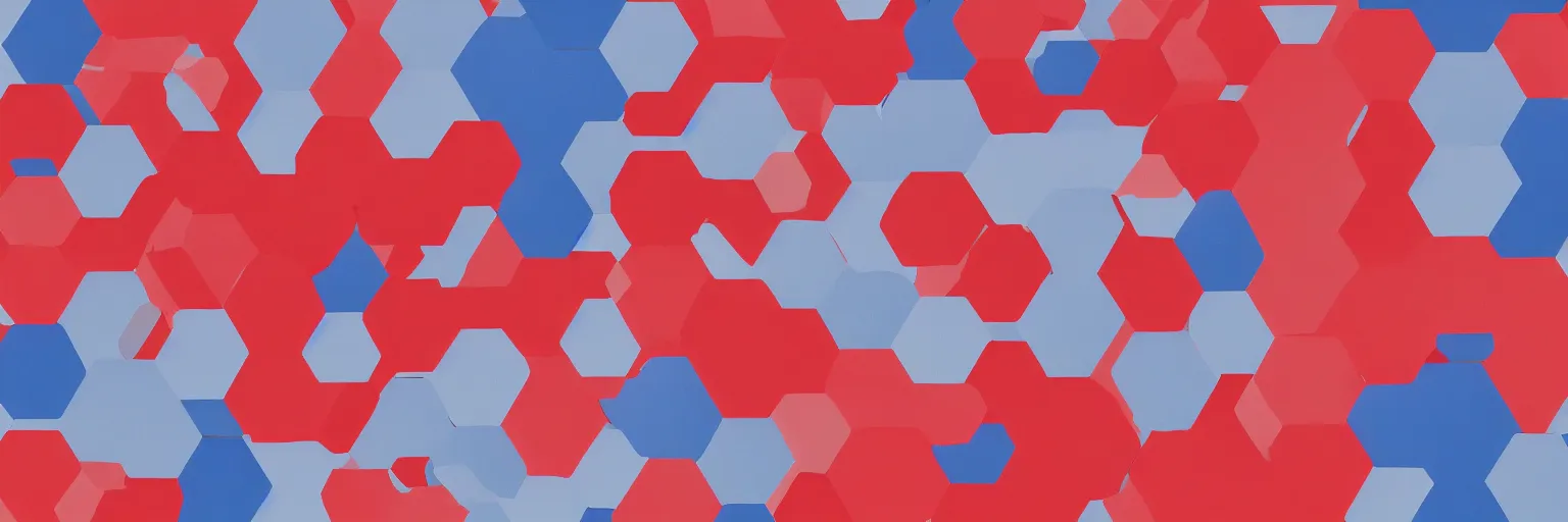 Prompt: abstract red blue and white hexagon wallpaper design