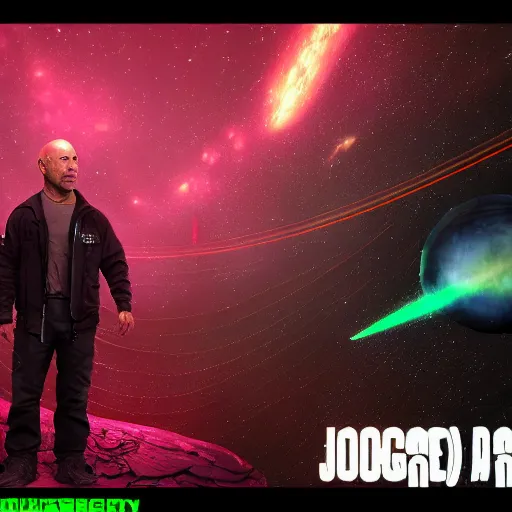 Prompt: Joe Rogan talking to aliens from another galaxy, intricate, elegant, highly detailed, digital painting, artstation, smooth, sharp focus, medium shot, mid-shot, Unreal Engine 4k