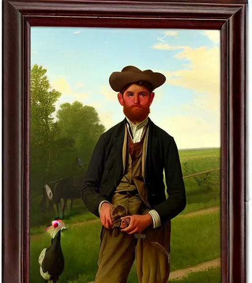 Image similar to Portrait of a Young Farmer in Mississsippi in 1880, painted by George Caleb Bingham