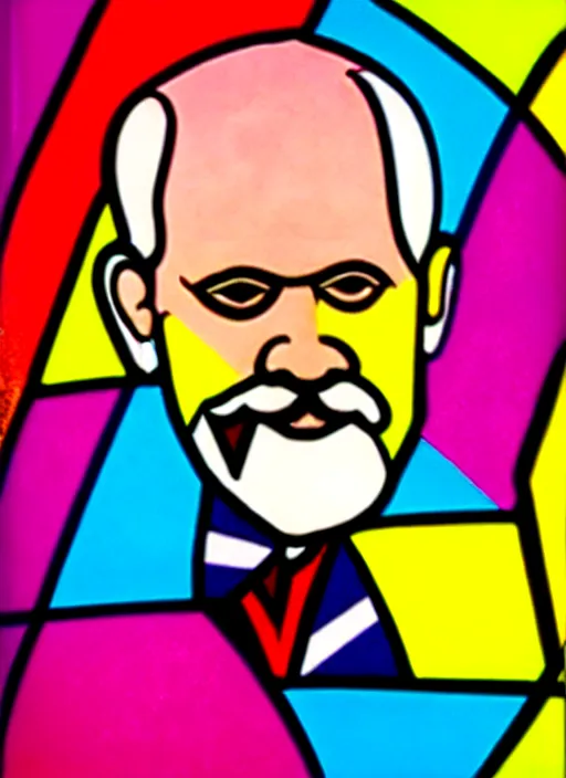 Image similar to a portrait of world of sigmund freud by romero britto