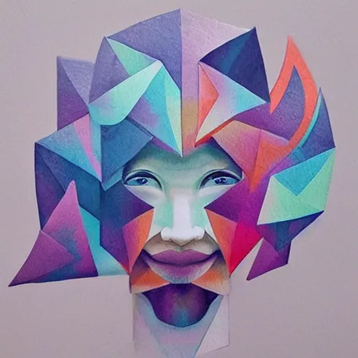 Image similar to samurai folding origami, abstract concept, pastel art, naturalistic vibes and colors, trending on pinterest