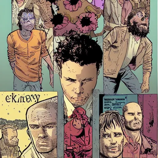 Image similar to mikky ekko, graphic novel, detailed, in the style of Geoff Darrow and Frank Miller