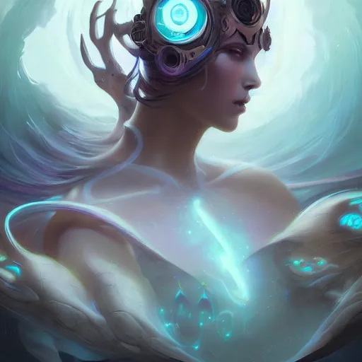 Image similar to portrait of a beautiful cybernetic emanation, by pete mohrbacher and artgerm and wlop, digital art, highly detailed, intricate, fantasy, mystical, Trending on Artstation HQ, deviantart, unreal engine, 4K UHD image