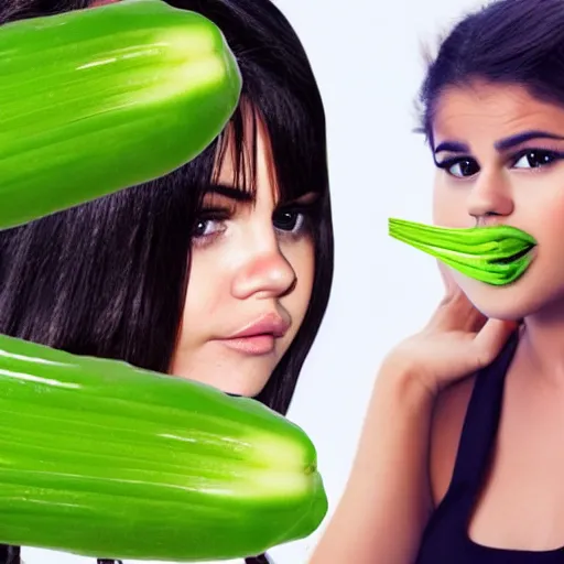 Image similar to photo of human celery with selena gomez face