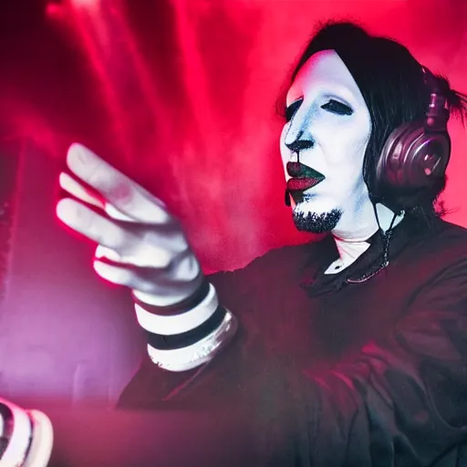 Image similar to marilyn manson on the dj decks