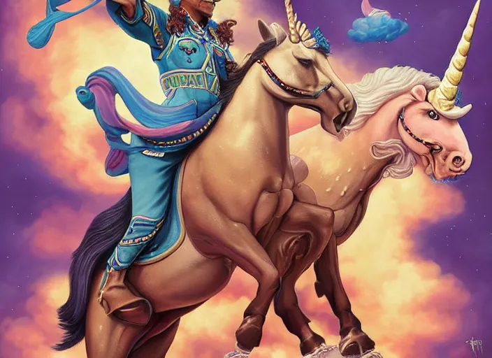 Image similar to portrait of obama riding an unicorn, pixar style, by tristan eaton stanley artgerm and tom bagshaw.