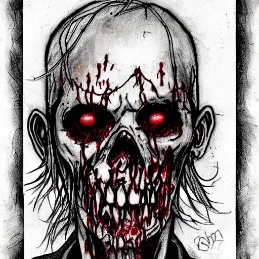Image similar to the walking dead zombie drawn by bill couture