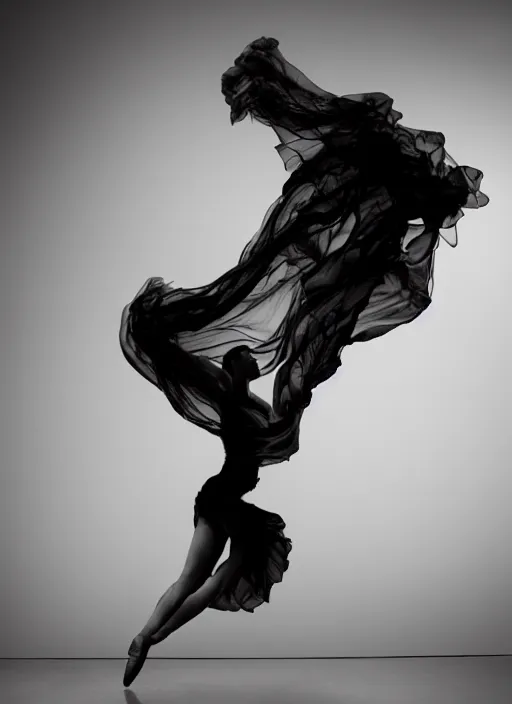 Image similar to a Photorealistic dramatic hyperrealistic render of a glamorous beautiful Female smoke dancer by Ken Brower and Deborah Ory of NYC Dance project,Lois Greenfield,Flowing cloth and smoke,Beautiful dynamic dramatic dark moody lighting,volumetric,shadows,cinematic atmosphere,Octane render,8K