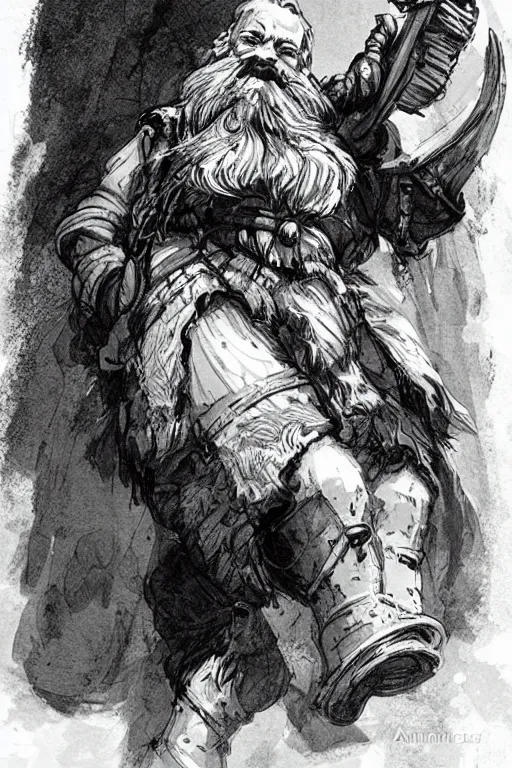 Image similar to Concept art of a dwarf by Even Amundsen, ink