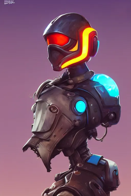 Image similar to epic mask helmet robot ninja portrait stylized as fornite style game design fanart by concept artist gervasio canda, behance hd by jesper ejsing, by rhads, makoto shinkai and lois van baarle, ilya kuvshinov, rossdraws global illumination radiating a glowing aura global illumination ray tracing hdr render in unreal engine 5