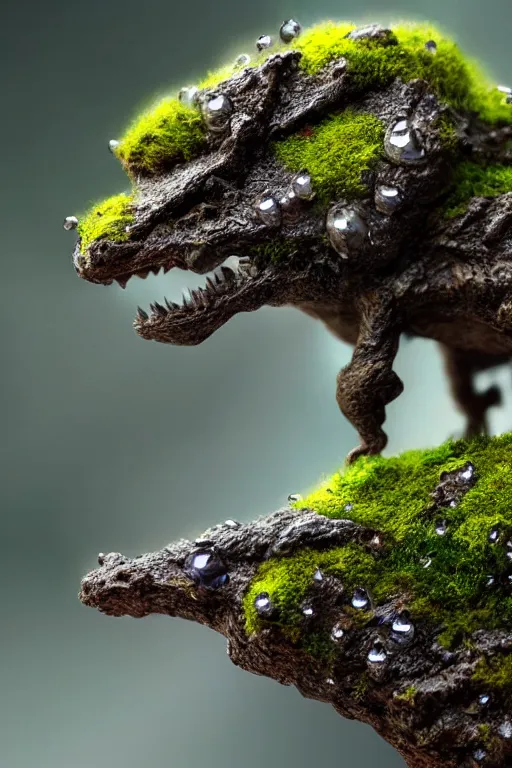 Prompt: a tiny dragon made of moss, dewdrops, macro, dramatic lighting, cinematic, establishing shot, extremely high detail, foto realistic, cinematic lighting, post processed, concept art, high details, cinematic, 8k resolution, beautiful detailed, photorealistic, digital painting, artstation, concept art, smooth, sharp focus, artstation trending, octane render, unreal engine