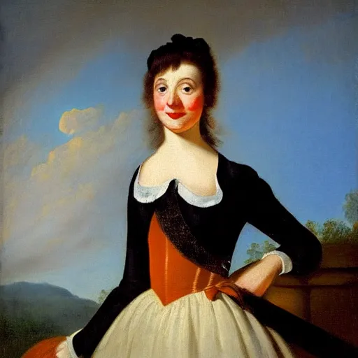 Image similar to portrait of a young woman with a happy face in the year 1780 by Johan Joseph Zoffany