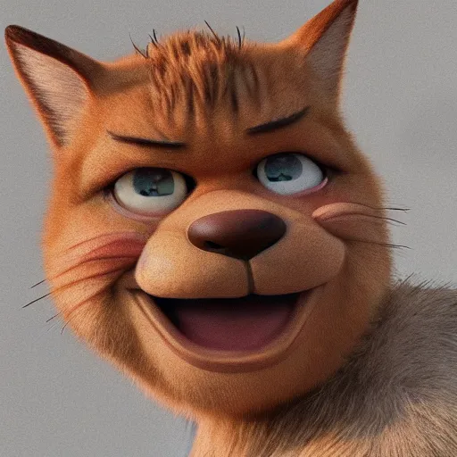 Image similar to Chris Pratt as live action Garfield, realistic art style