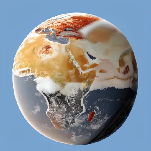 Image similar to earth made of ice cream melting under the heat