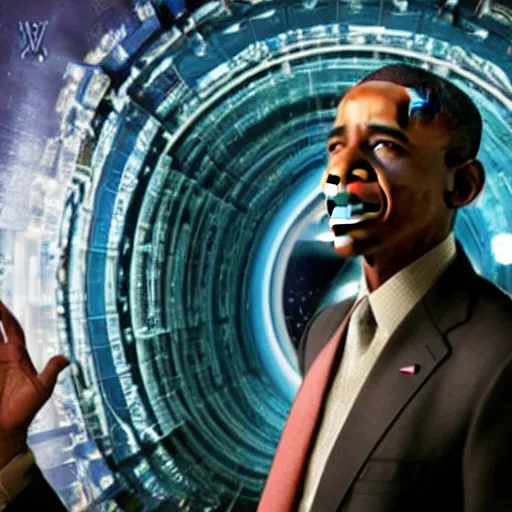 Image similar to barrack obama going through an active stargate in atlantis