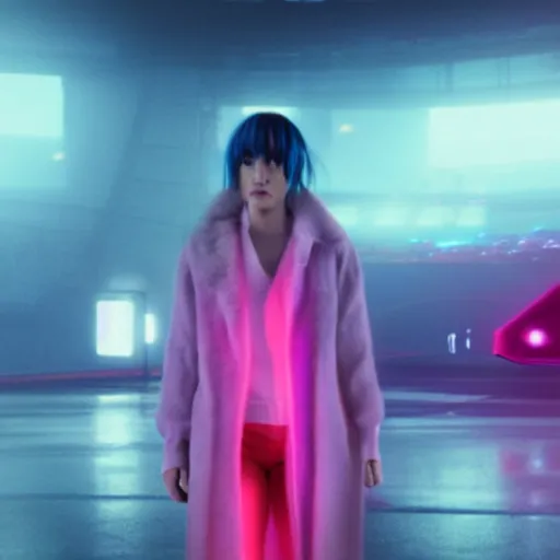 Image similar to A hologram of Hatsune miki in blade runner 2049, still from the movie