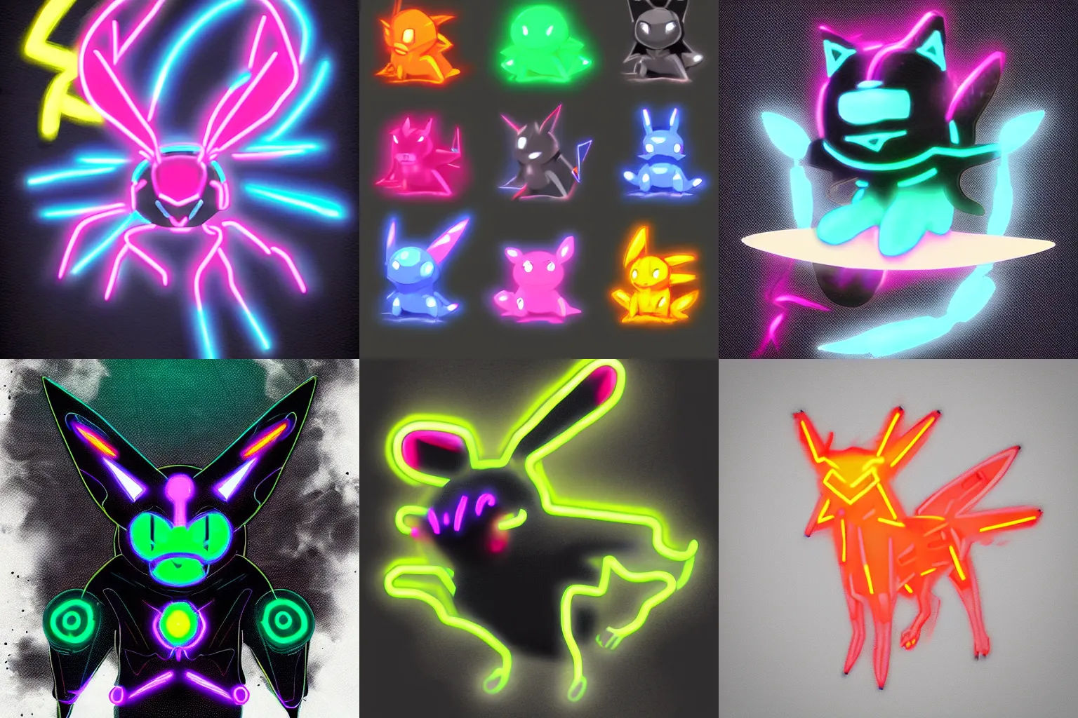 Prompt: Neon black pokemon , digital art , trending on artstation