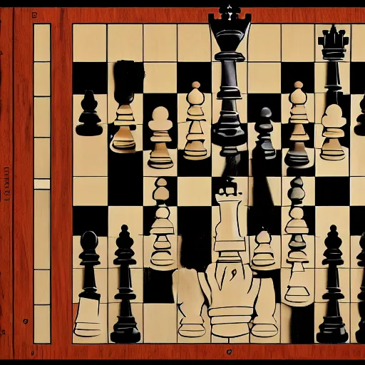 Prompt: a still of queens gambit ( 2 0 2 0 ) chess, matt painting