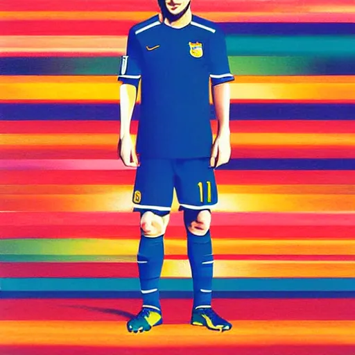 Image similar to a portrait of lionel messi in a scenic environment by tomma abts