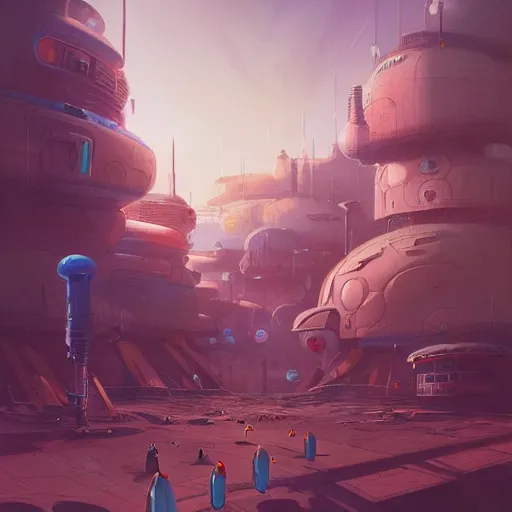 Image similar to a martian colony, digital painting by peter mohrbacher, moebius, daniel taylor, darius puia, and studio ghibli, sci fi, toon shading