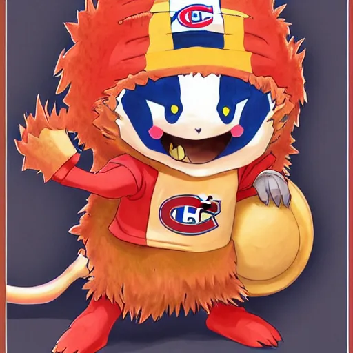 Image similar to anime Portrait of Youppi the Habs Montreal Canadiens Mascot as a very cute powerful and friendly pokemon, highly detailed anime, high evolution, 1990s, legendary, smooth, sharp focus, dynamic lighting, intricate, trending on ArtStation, illustration pokemon, art by WLOP