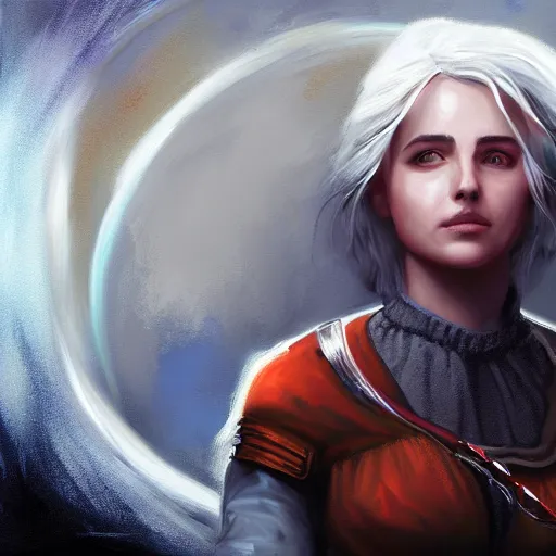 Image similar to Ciri in a wormhole, expressive oil painting, digital art