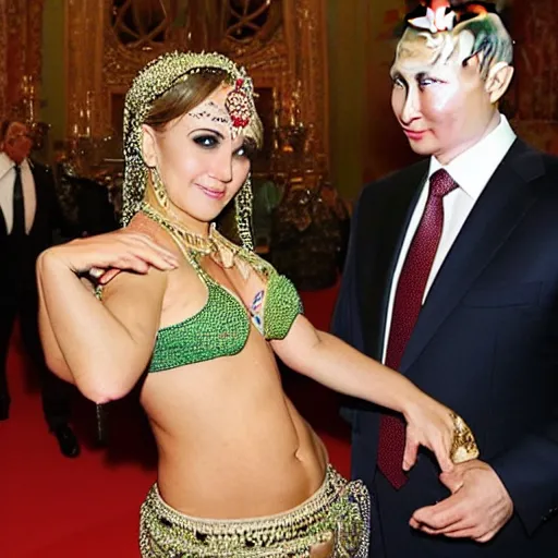 Image similar to russian president putin as a belly dancer