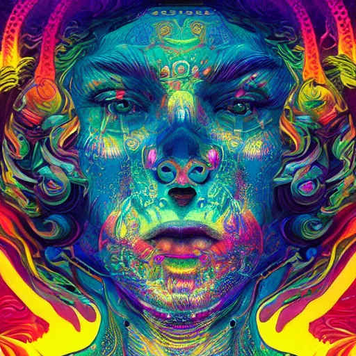 Image similar to An extremely psychedelic experience, colorful, surreal, dramatic lighting, cosmonaut, LSD, face, detailed, intricate, elegant, highly detailed, digital painting, artstation, concept art, smooth, sharp focus, illustration, art by Sam Spratt, Dan Mumford, Artem Demura and Alphonse Mucha